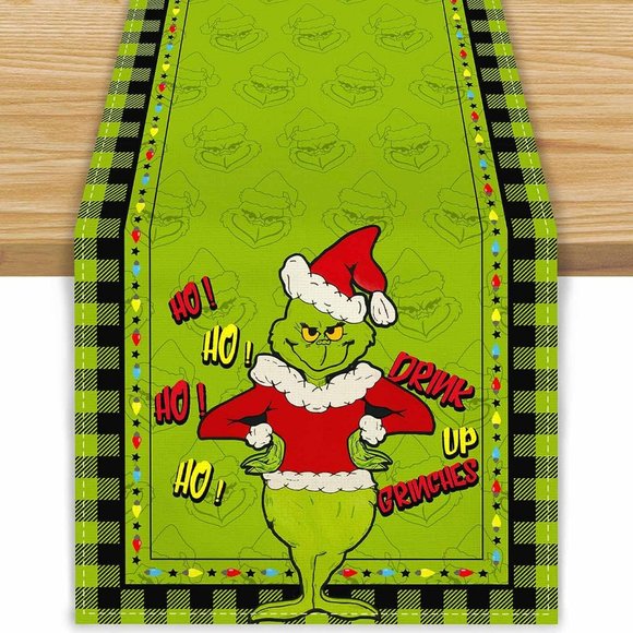 Other - 13'' x 27'' Linen Green Runner Tablecloth Merry Christmas Home Decoration